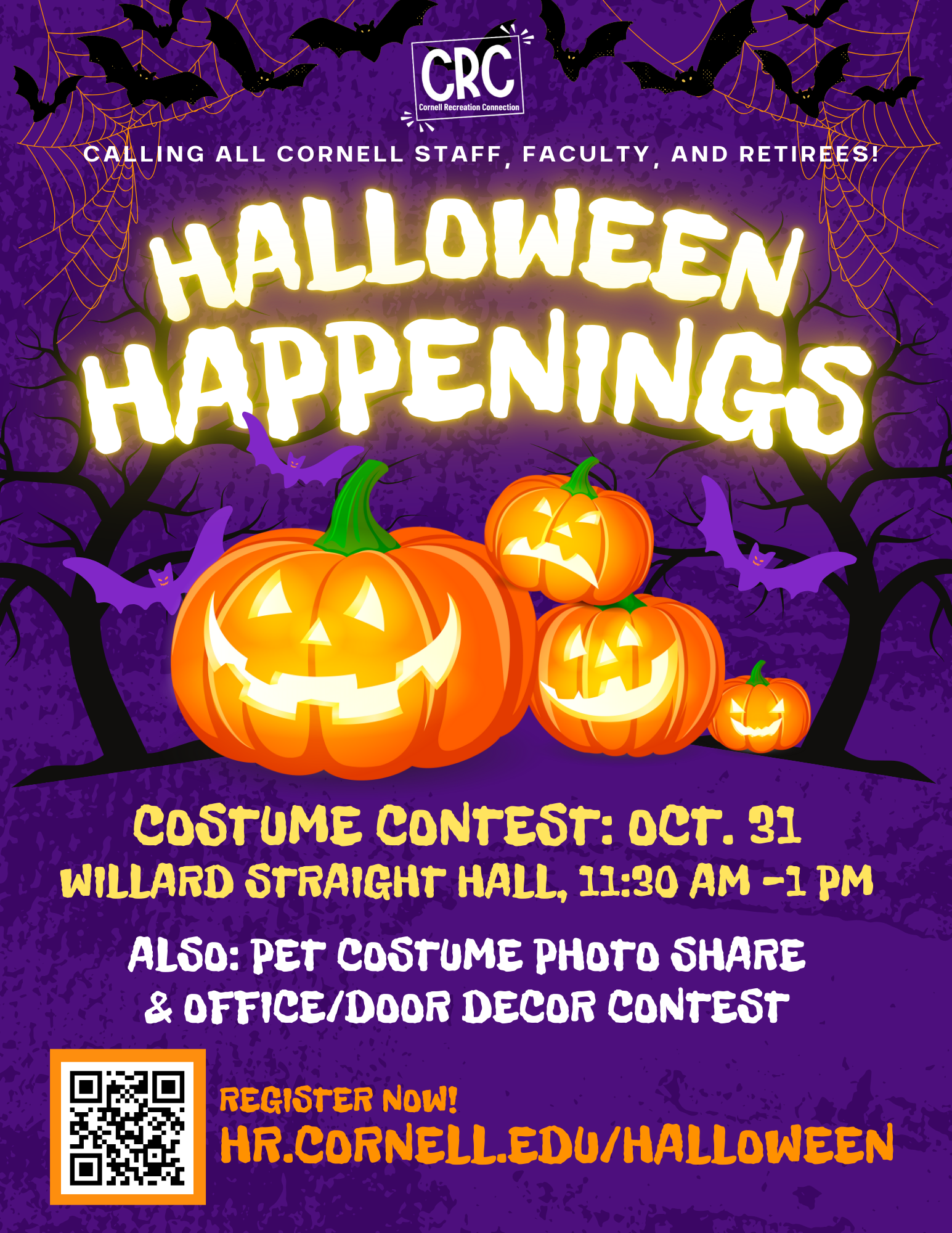 halloween happenings flyer, purple with jack o lanterns