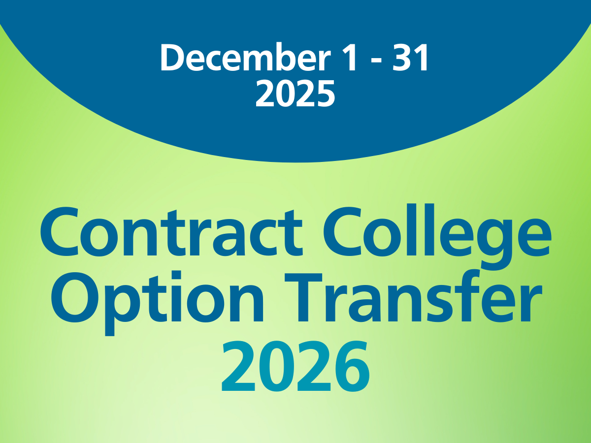 December 1 - 31, 2025; Contract College Option Transfer 2026