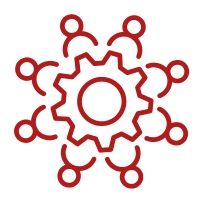 icon of human shapes arranged in a snowflake or mandala 
