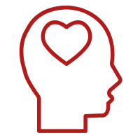 icon shape of human head with heart inside