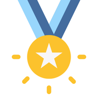 shiny star medal hanging on ribbon