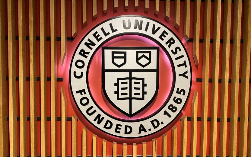 Cornell University seal on wall in Willard Straight Hall