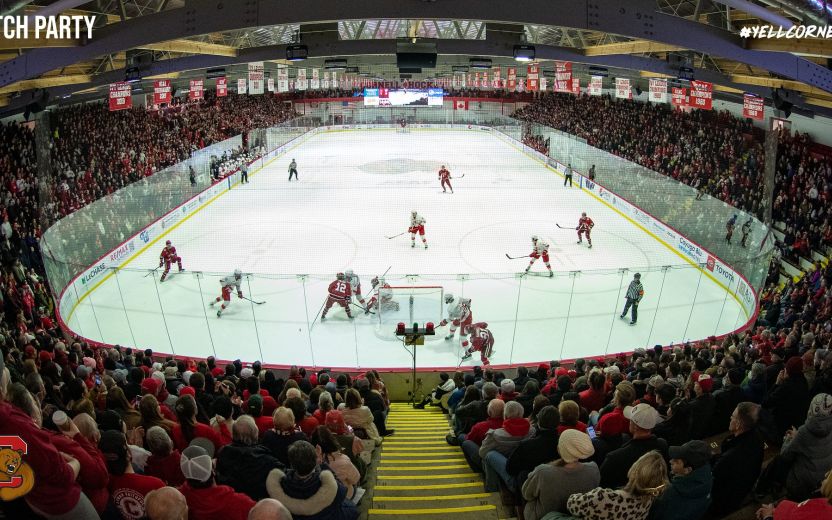 wide view of hockey rink & game