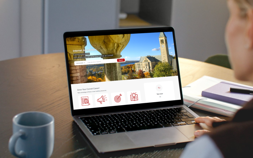 computer screen displaying new employee career hub webpage