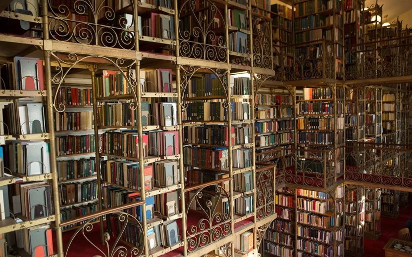 stacks of books in AD White Library