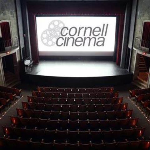 Cornell Cinema logo onscreen in darkened theater