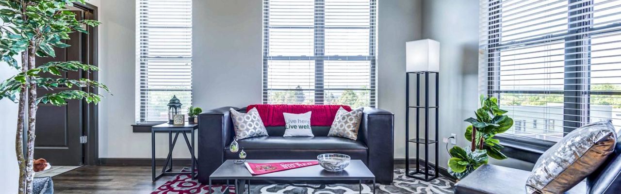 interior view of stylish bright apartment