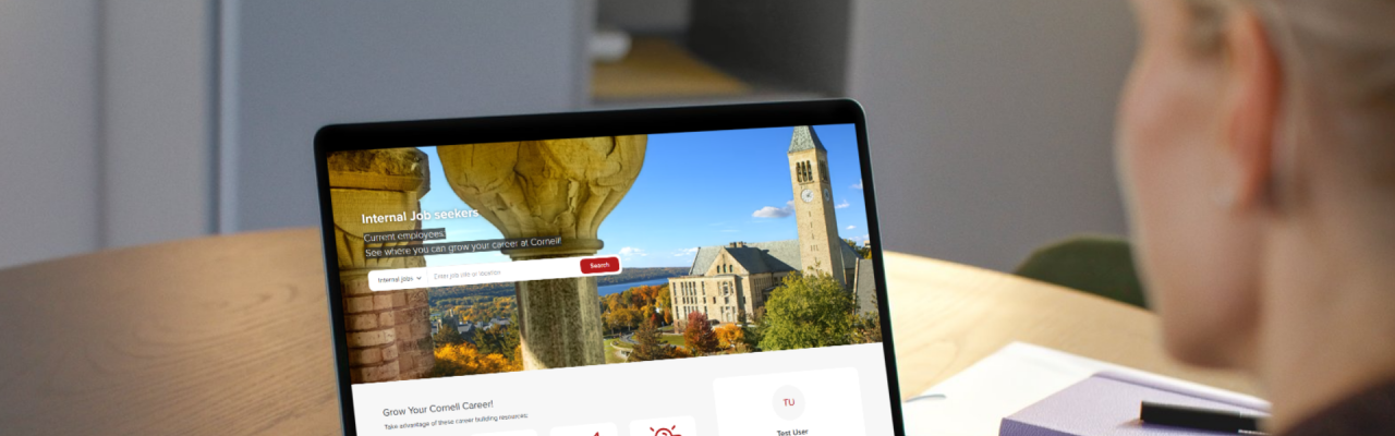 computer screen displaying new employee career hub webpage